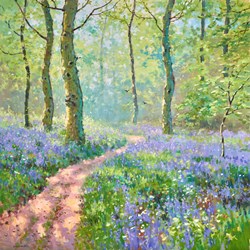 Bluebells by James Preston - Original Painting on Box Canvas sized 39x39 inches. Available from Whitewall Galleries